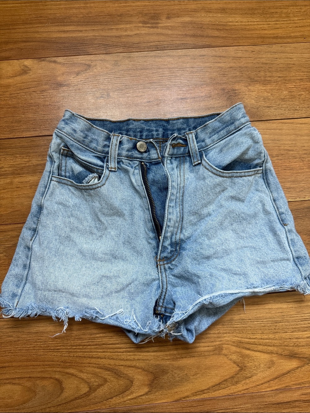 Brandy Melville Light Blue High-Rise Distressed Denim Shorts